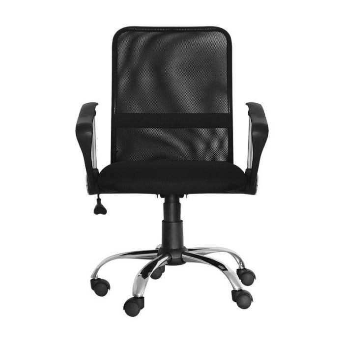 Silla de oficina KUSS, respaldo bajo en malla, brazos fijos, color negro