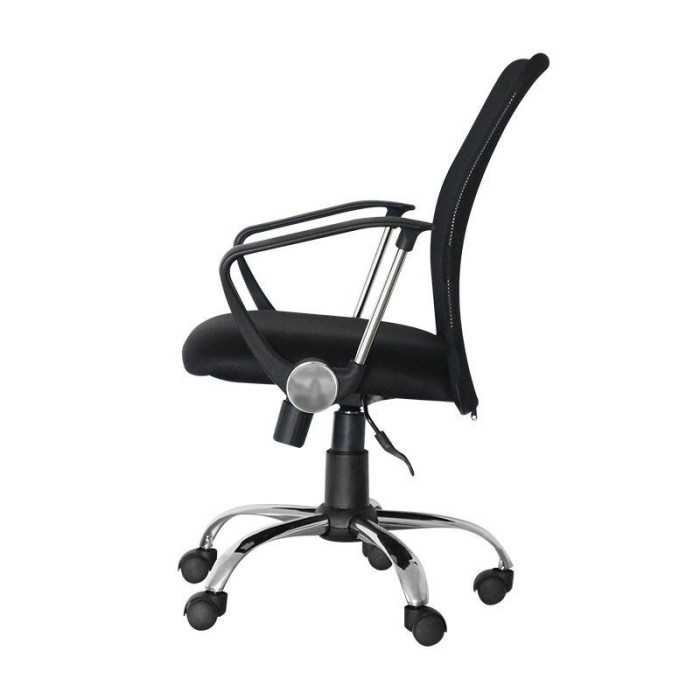 Silla de oficina KUSS, respaldo bajo en malla, brazos fijos, color negro