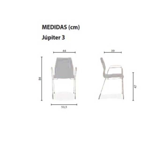 Silla confidente JÚPITER 3, estructura 4 patas, brazos fijos, tapizada