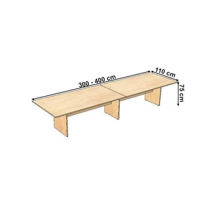 Mesa reuniones Zafiro doble rectangular panel ancho 300 o 400 cm