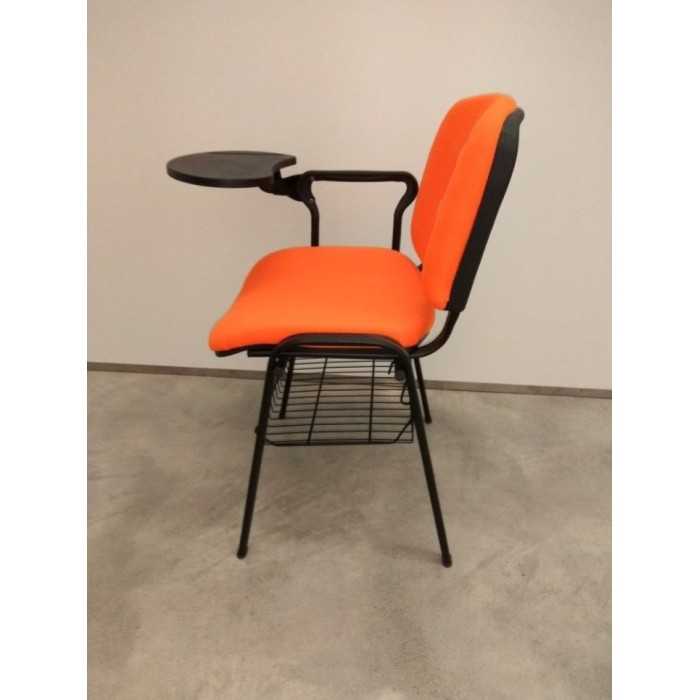 Silla ISO tapizada con pala abatible y rejilla portalibros