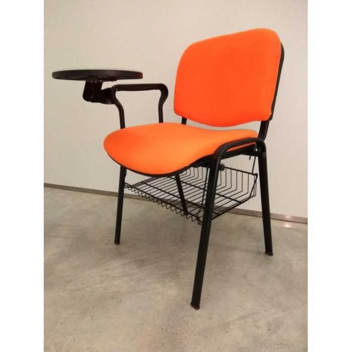 Silla ISO tapizada con pala abatible y rejilla portalibros