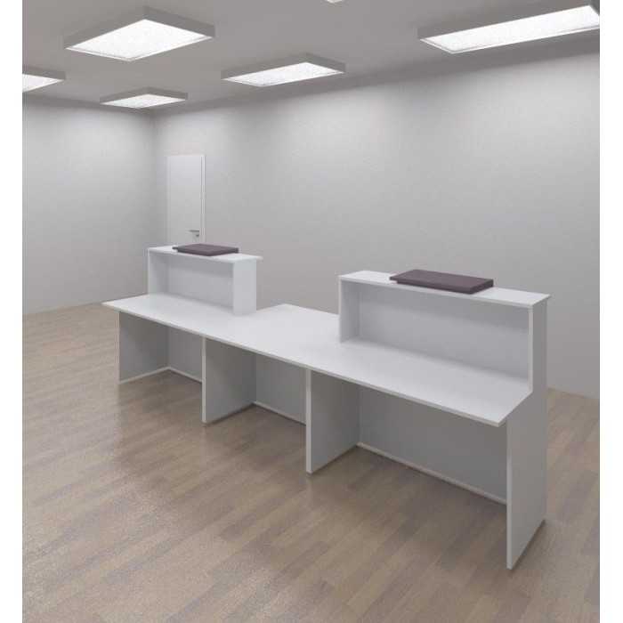 Mostrador recepción BASIC 340 cm blanco con sobremostrador color configurable