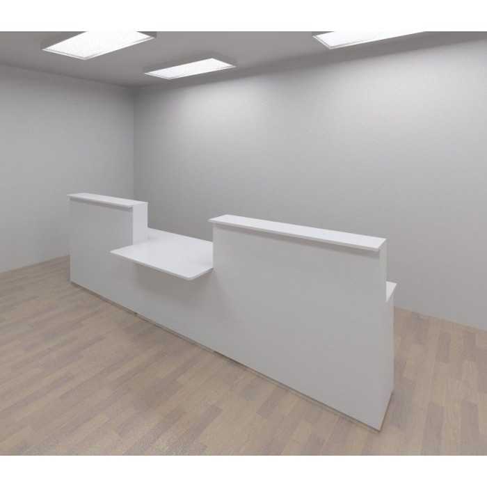 Conjunto mostrador recepción BASIC recto blanco de 340 CM, módulo minusválidos