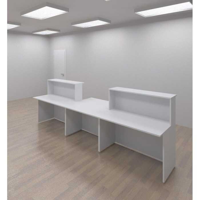 Conjunto mostrador recepción BASIC recto blanco de 340 CM, módulo minusválidos