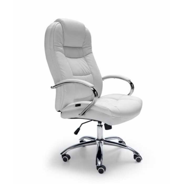 Sillón de oficina TOLEDO acolchado de gran grosor en ecopiel, base de aluminio, polipiel blanco