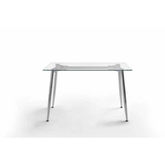 Mesa de cristal TTIGA, estructura perimetral de acero, medida 140x80 cm