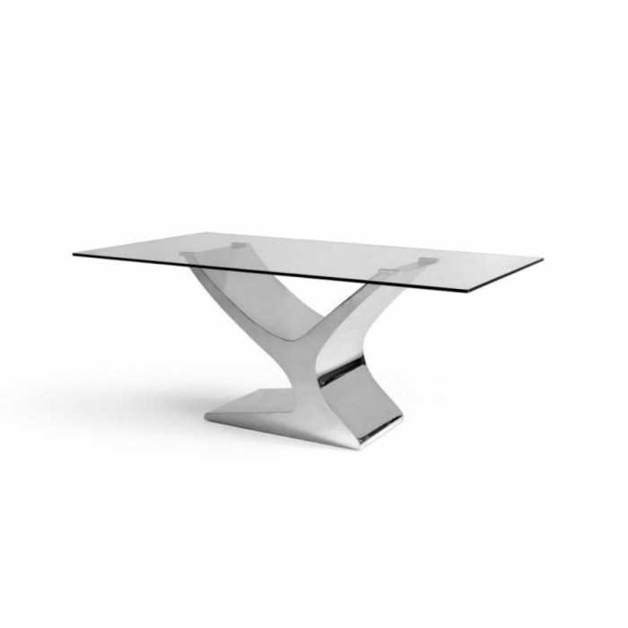 Mesa de cristal ESTEFANIA, base de acero, medida 180x100 cm