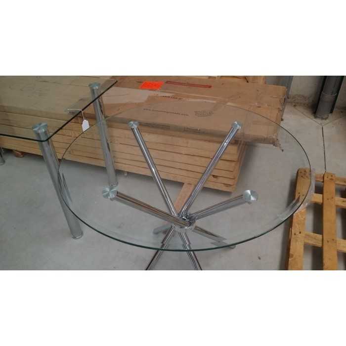 Mesa de cristal GOLUM, reuniones, redonda, patas entrelazadas, medida 80 cm