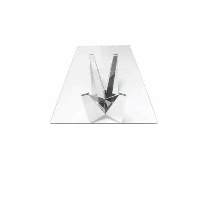 Mesa de cristal CANDELA, original base de acero, medida 200x100 cm