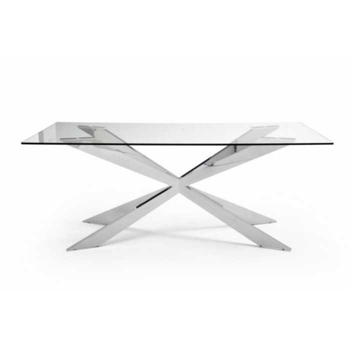 Mesa de cristal LOVE, estructura de acero, medida 200x100 cm