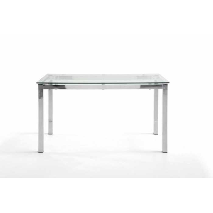 Mesa de cristal PINEDA, estructura perimetral de acero, medida 140x80 cm