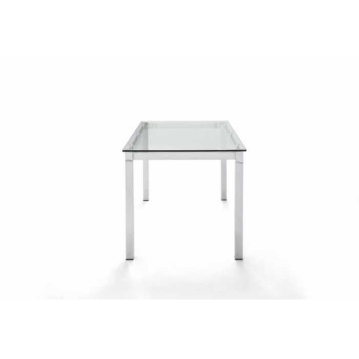 Mesa de cristal PINEDA, estructura perimetral de acero, medida 160x90 cm