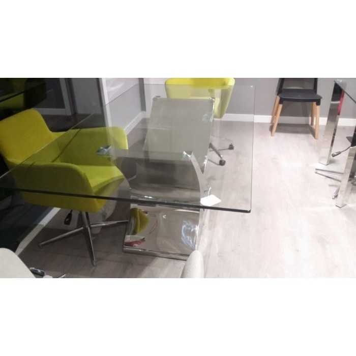 Mesa de cristal ESTEFANIA, base de acero, medida 200x100 cm