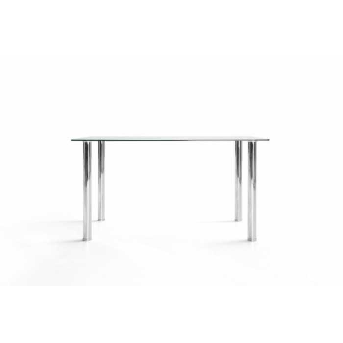 Mesa de cristal SORAYA, estructura 4 patas redondas, medida 120x70 cm