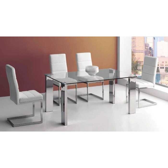 Mesa de cristal ESTRELLA PLUS, patas rectangulares, medida 120x70 cm