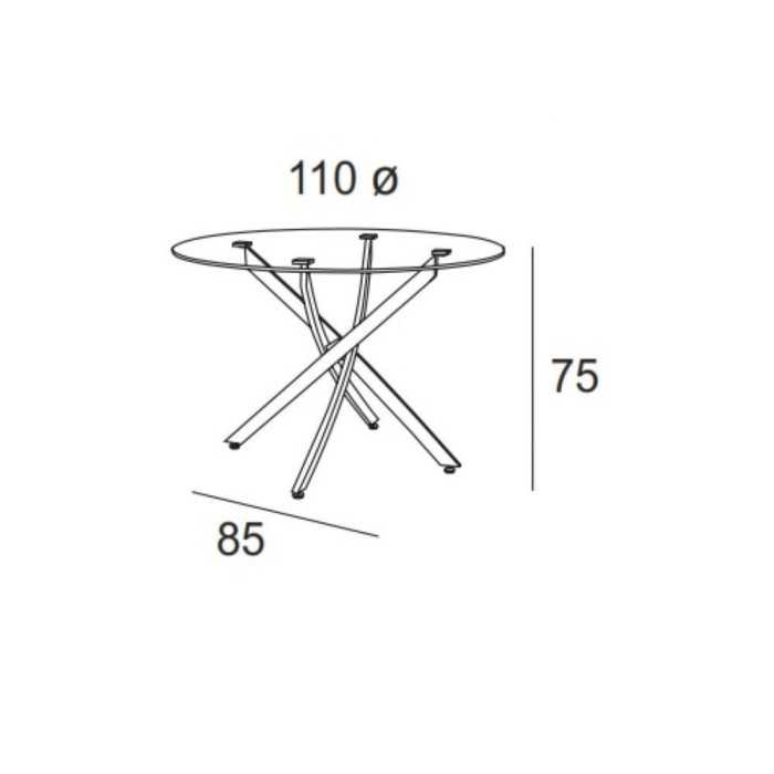 Mesa de cristal FONTANA, redonda, patas entrelazadas, diámetro 110 cm