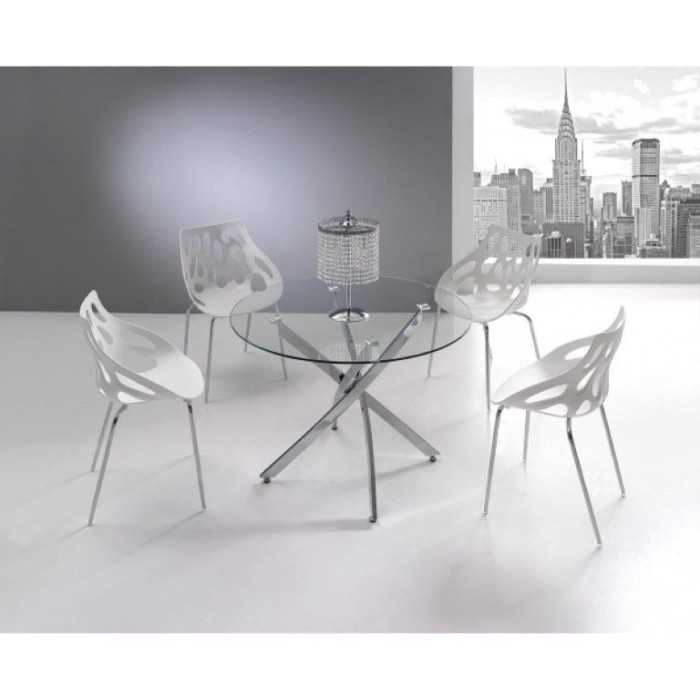 Mesa de cristal FONTANA, redonda, patas entrelazadas, diámetro 110 cm