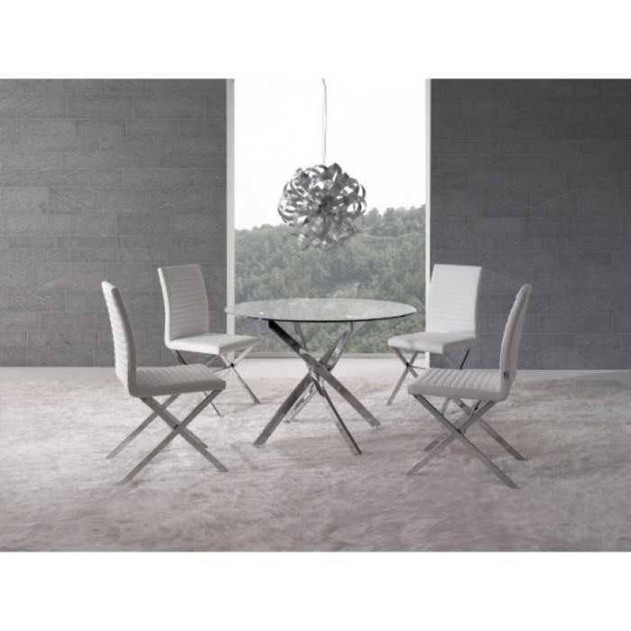 Mesa de cristal FONTANA, redonda, patas entrelazadas, diámetro 110 cm