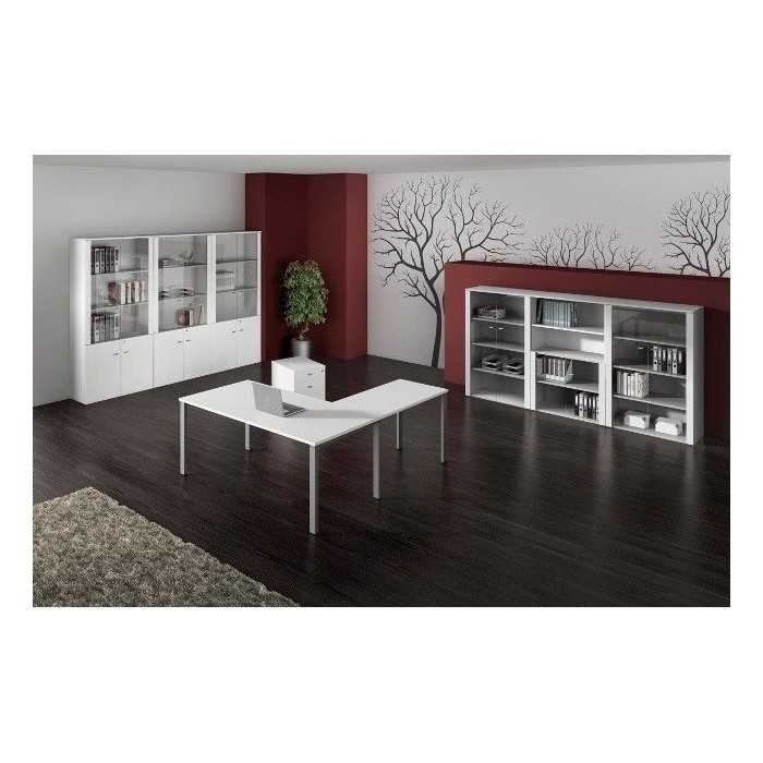 Mesa de oficina PORTICO + ala derecha, estructura metálica