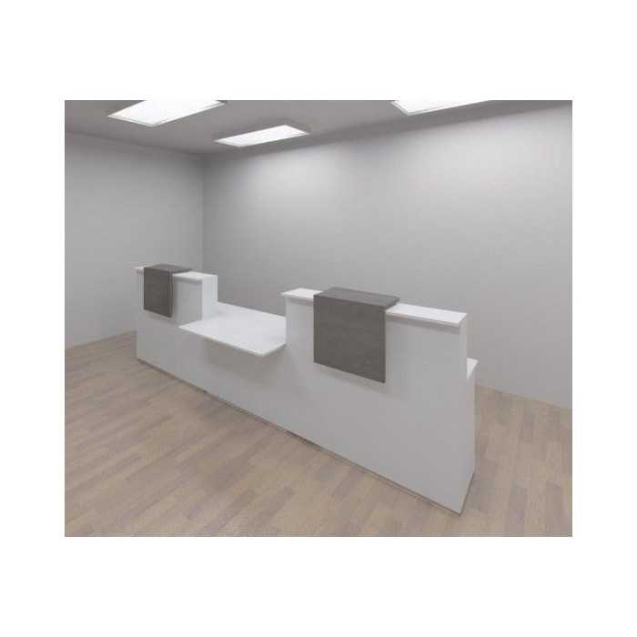 Mostrador recepción BASIC 340 cm blanco con sobremostrador color configurable
