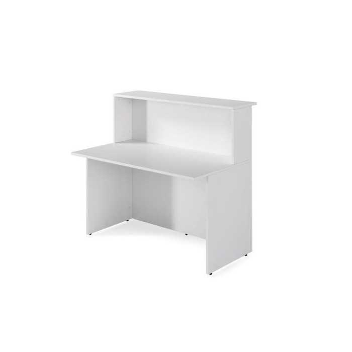 Mostrador recepción BASIC, medida 120 cm, con cajonera y armario bajo, color blanco