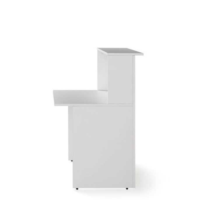 Mostrador recepción BASIC, medida 120 cm, con cajonera y armario bajo, color blanco