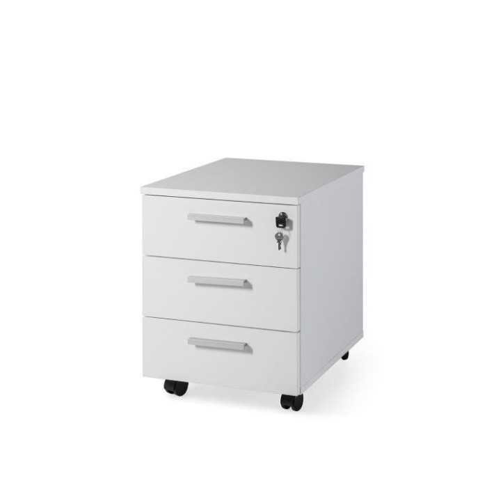 Mostrador recepción BASIC, medida 120 cm, con cajonera y armario bajo, color blanco