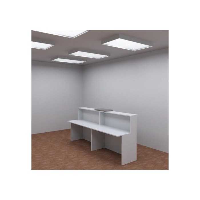 Mostrador de recepción BASIC 240 cm, color blanco, con sobremostrador nebraska