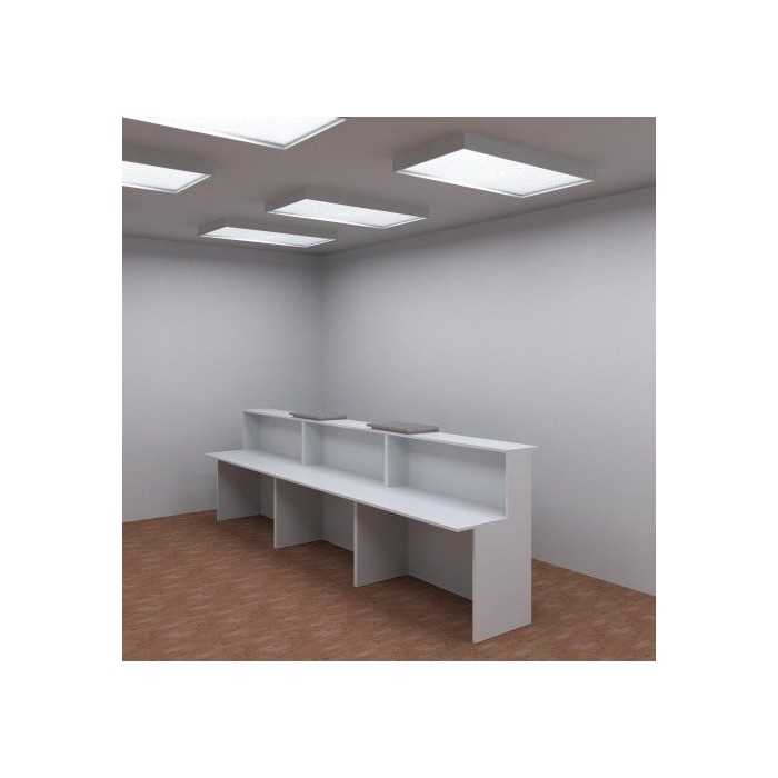 Mostrador de recepción BASIC, recto blanco con sobremostradores, ancho 360 cm