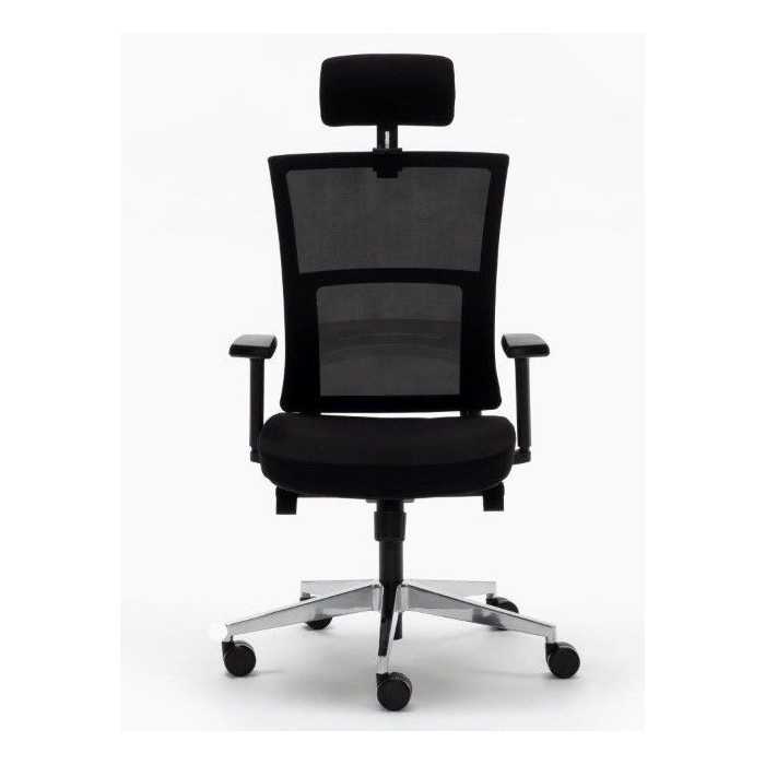 Silla de oficina ergonómica ATLANTA de Euromof, cabecero, brazos 3D, base aluminio pulido
