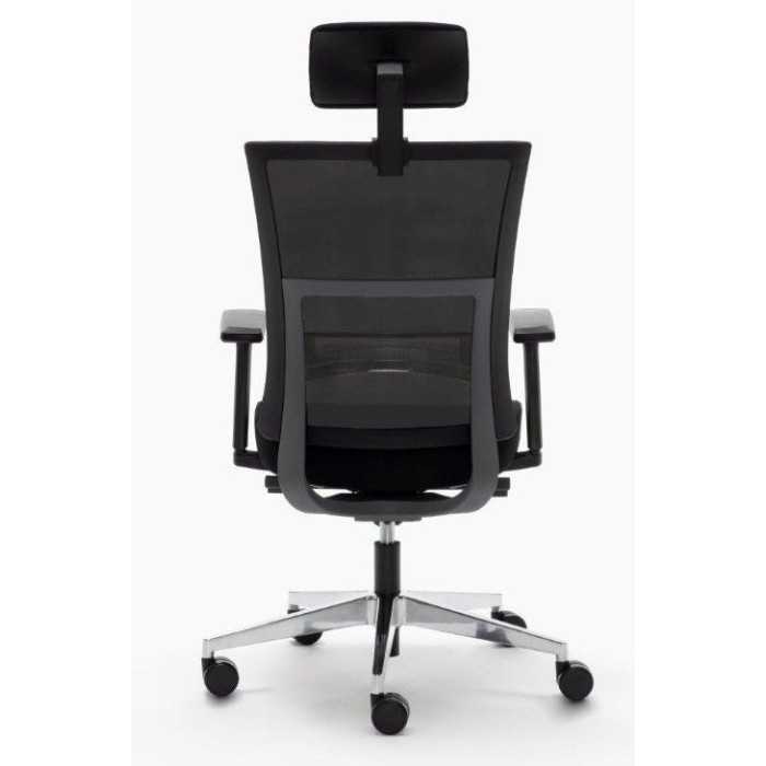 Silla de oficina ergonómica ATLANTA de Euromof, cabecero, brazos 3D, base aluminio pulido
