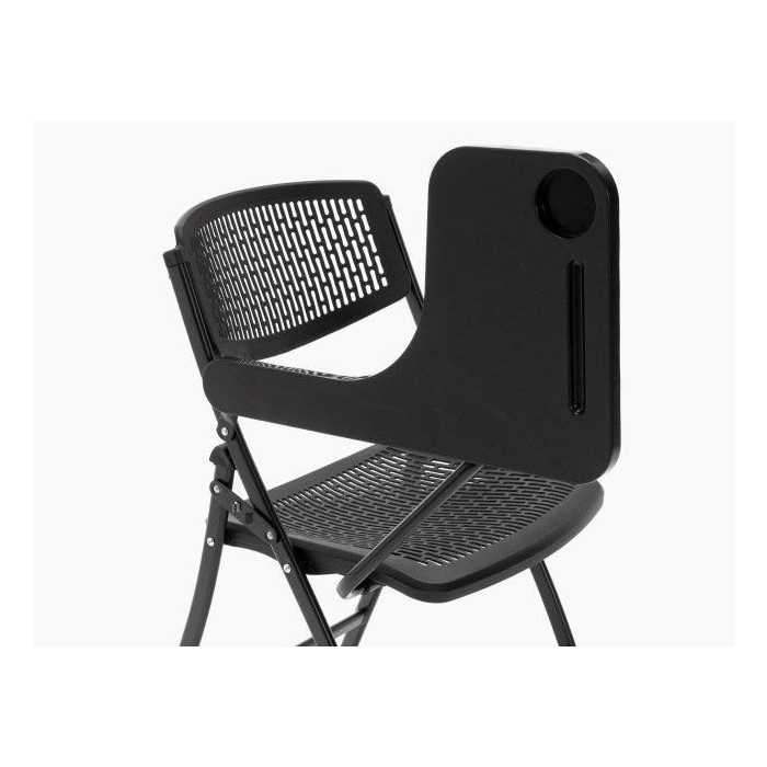 Pack 4 sillas plegables SEUL de Euromof con pala derecha, estructura de acero, color negro