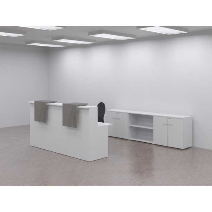Mostrador Basic blanco 240 CM + 3 armarios bajos