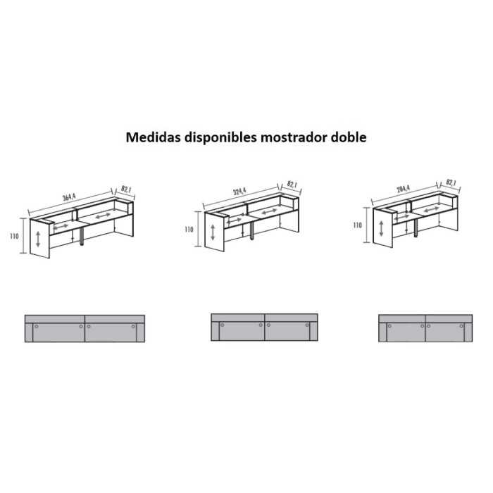 Mostrador de recepción doble ZETA, con pasacables, color configurable