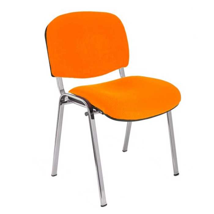 Silla confidente ISO, sin brazos, tapizado tela o polipiel, patas cromadas