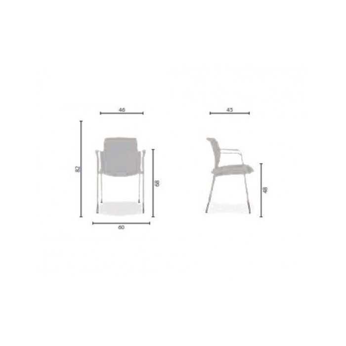 Silla confidente AZAHARA 9 blanca, respaldo malla, brazos fijos, 4 patas