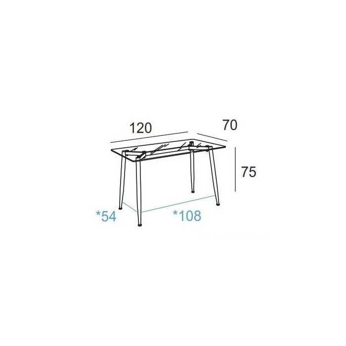 Mesa de cristal TTIGA, estructura perimetral de acero, medida 120x70 cm
