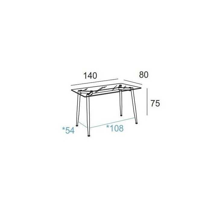 Mesa de cristal TTIGA, estructura perimetral de acero, medida 140x80 cm