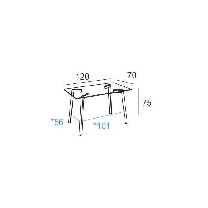 Mesa de cristal DENVER, estructura 4 patas, medida 120x70 cm