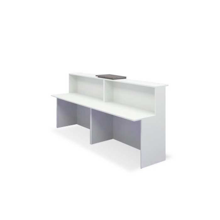 Mostrador de recepción BASIC 240 cm, color blanco, con sobremostrador nebraska