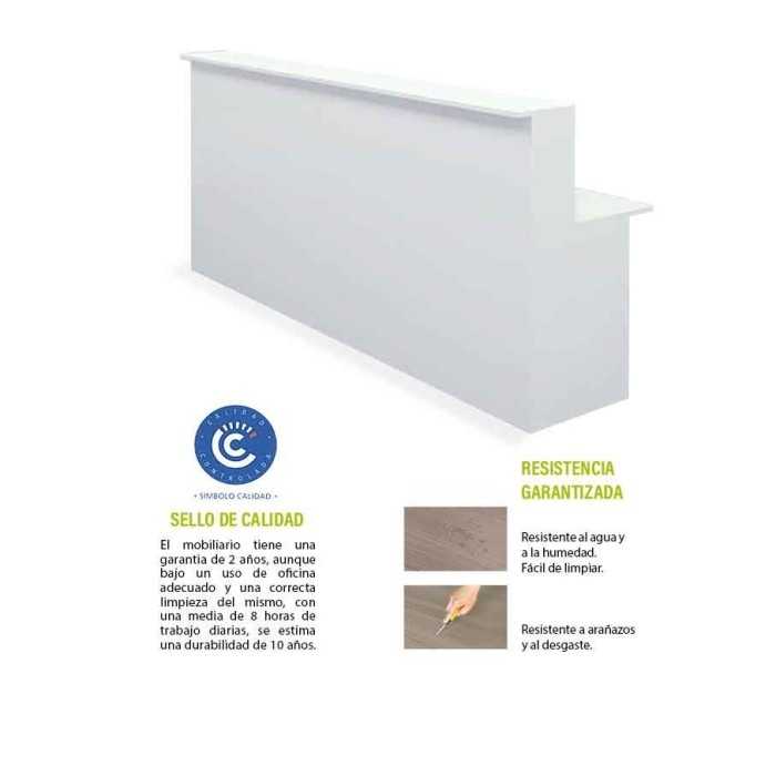 Mostrador de recepción recto BASIC, color blanco, ancho total 240 cm