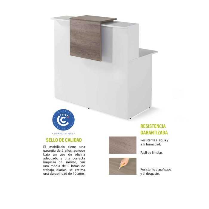 Mostrador de recepción BASIC , blanco con sobremostrador nebraska, ancho 120 cm