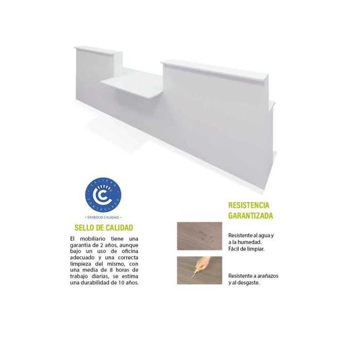 Conjunto mostrador recepción BASIC recto blanco de 340 CM, módulo minusválidos