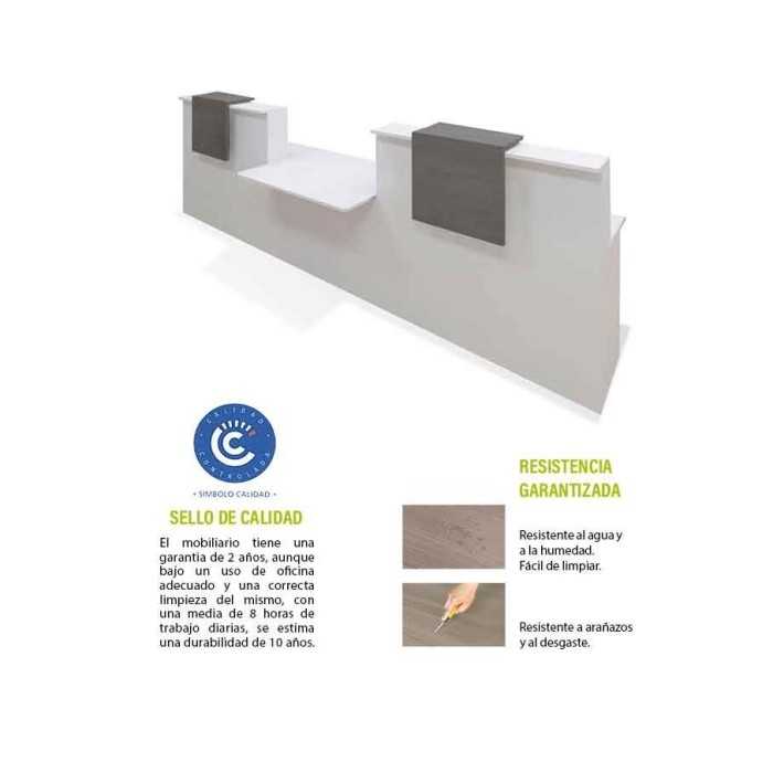 Mostrador recepción BASIC 340 cm blanco con sobremostrador color configurable