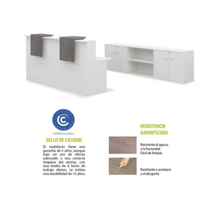 Mostrador Basic blanco 240 CM + 3 armarios bajos