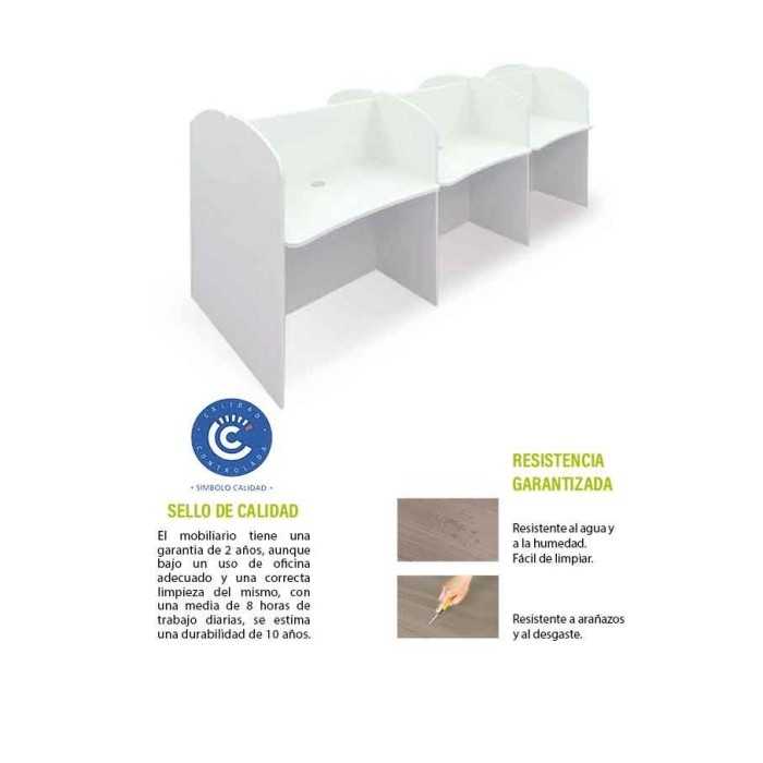 Call center de madera para 6 puestos de trabajo enfrentados