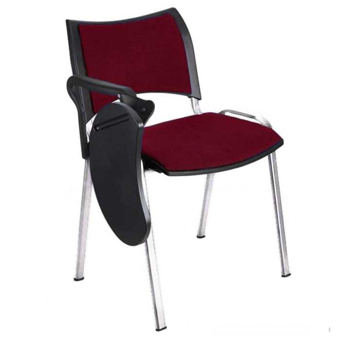 Silla colectividad ISO Smart Tapizada con pala abatible, patas cromadas