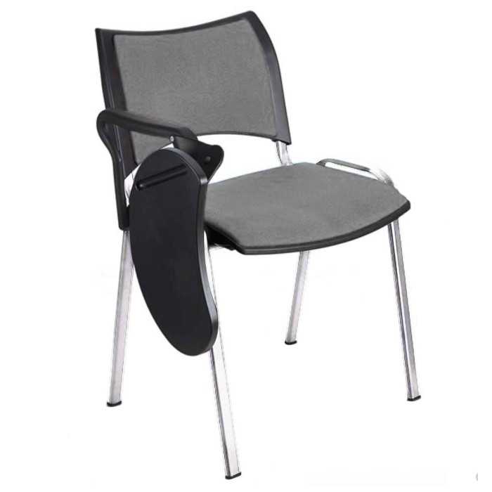 Silla colectividad ISO Smart Tapizada con pala abatible, patas cromadas