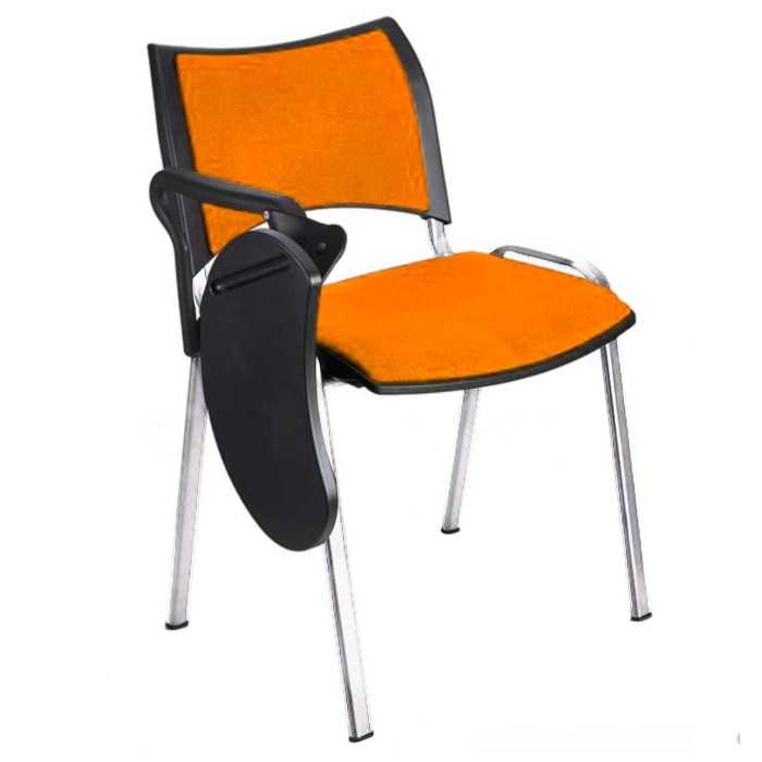 Silla colectividad ISO Smart Tapizada con pala abatible, patas cromadas